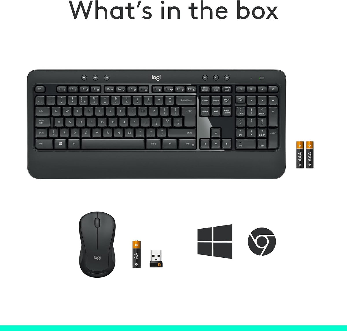 Logitech MK540 Advanced Wireless Keyboard and Mouse Combo for Windows
