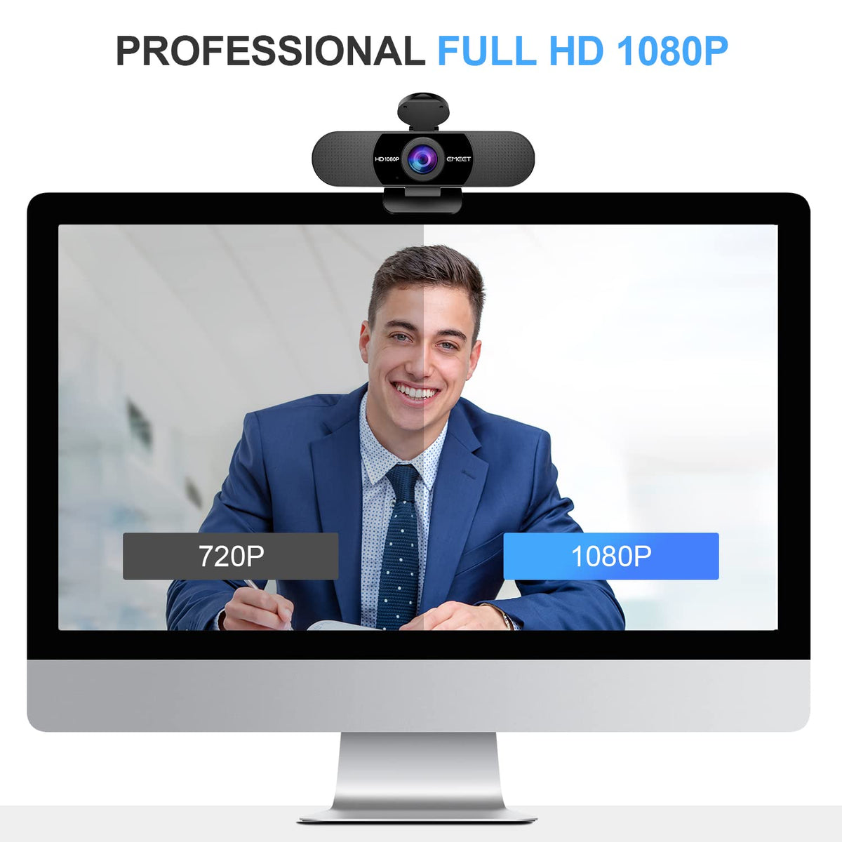 EMEET S600 4K Webcam for Streaming - Sony 1/2.55'' Sensor, PDAF Autofocus, 1080P@60FPS, 2 Noise Reduction Mics, Built-in Privacy Cover, 73° FOV, Streaming Camera for Live Commerce/Gaming/Beauty