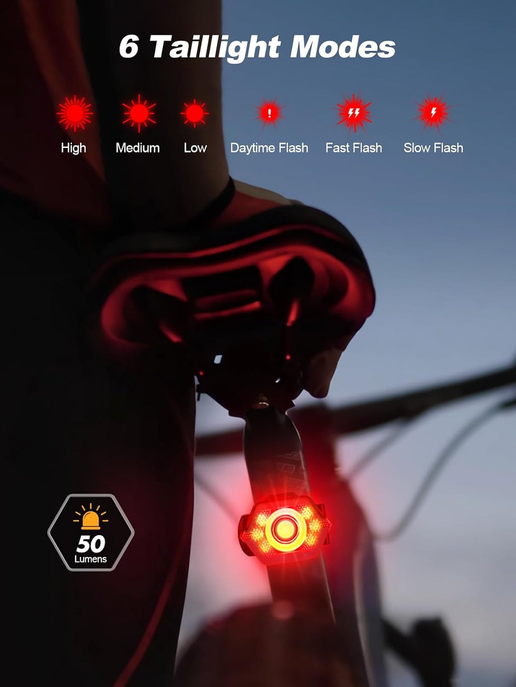 Glangeh Upgraded Bike Lights Super Bright, 4+6 Modes Rechargeable Bike Light Front and Back with Side LEDs, 360° Rotated Bicycle Light, IP65 Waterproof Cycle Brake Light for Day/Night Riding Safety