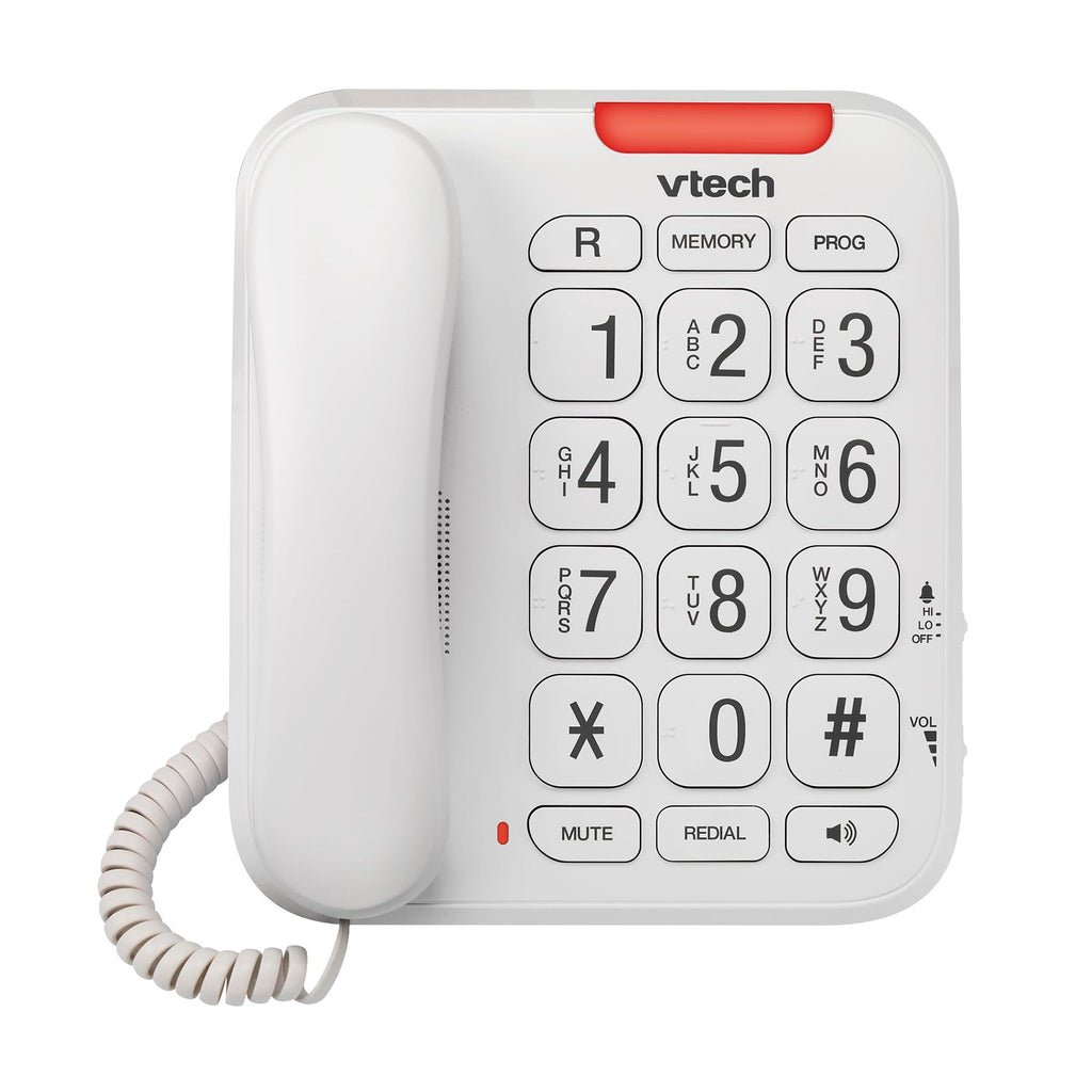 Vtech SA3100 Corded Senior Phone for Elderly with High-Contrast Large Buttons,Multilingual Talking Digits,Visual Ringer,Speed Dial,Speakerphone,No AC Power,Earpiece and Speakerphone Volume Control