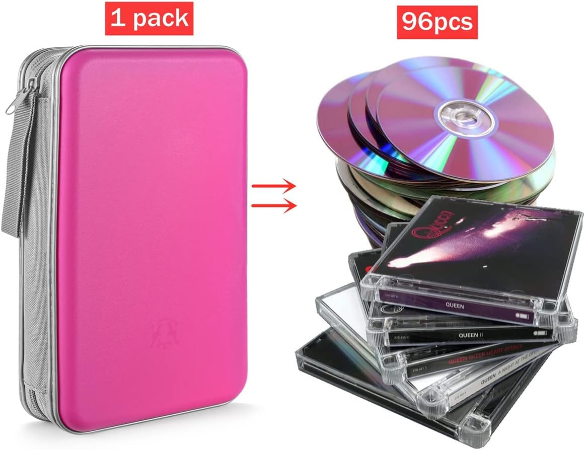 LIOVODE DVD Case, 96 Capacity CD Case Holder Organizer Disc Wallet for Car