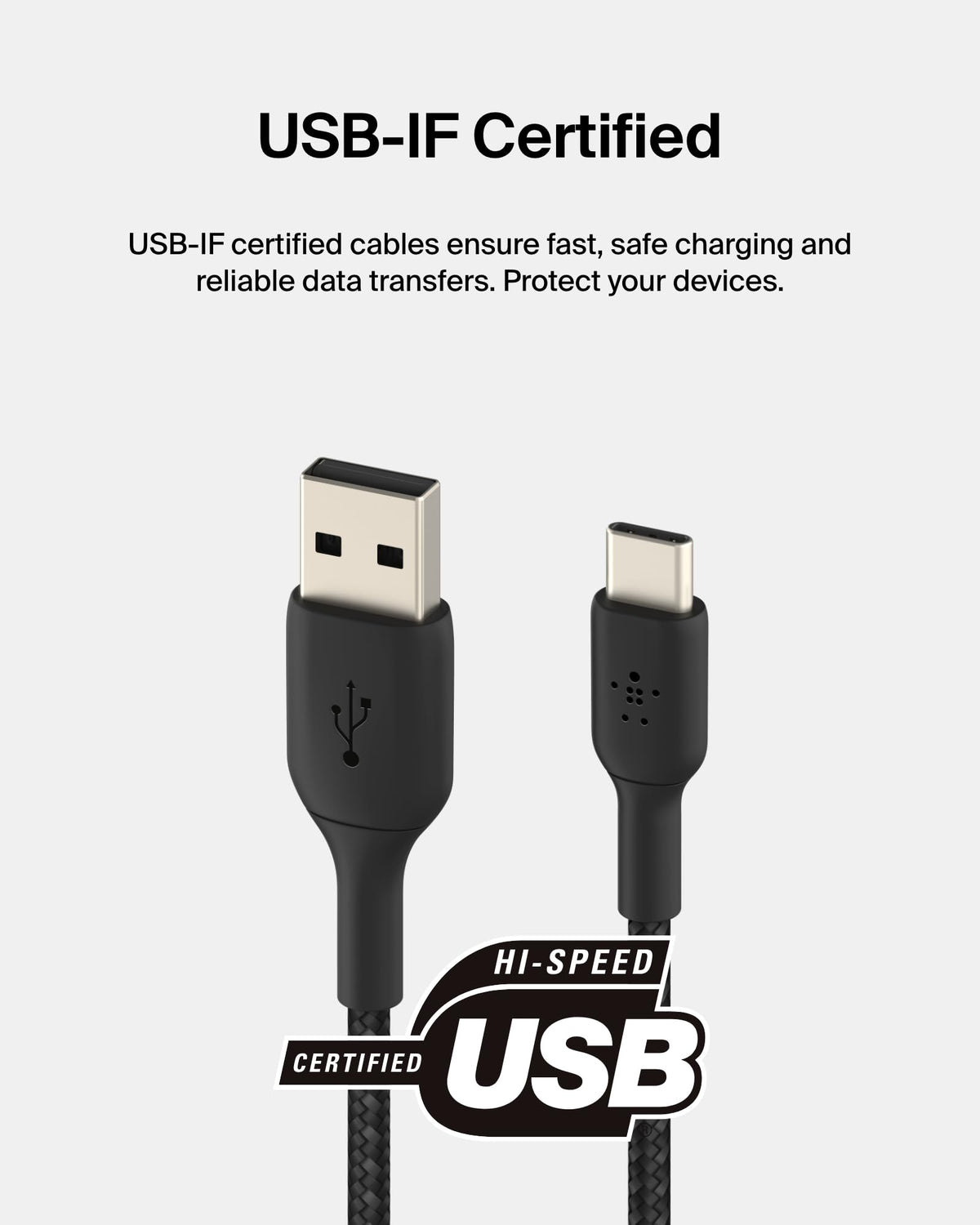 Belkin BoostCharge Braided USB C charger cable, USB-C to USB-A cable, USB type C charging cable for iPhone 16, 15, Samsung Galaxy S24, S23, Pixel, iPad, MacBook, Nintendo Switch and more - 2m, White