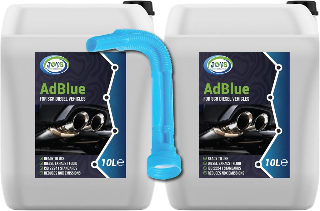 JOVS AdBlue 2 X 10 Litre with Spout – Diesel Exhaust Fluid Additive for SCR-Equipped Vehicles - Crystal Clean Diesel Treatment Fluid, ISO 22241 Compliant, Injected into Engine Exhaust Gases – DEF