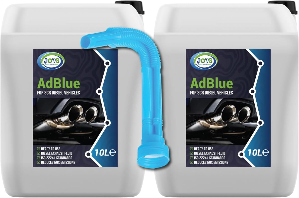 JOVS AdBlue 2 X 10 Litre with Spout – Diesel Exhaust Fluid Additive for SCR-Equipped Vehicles - Crystal Clean Diesel Treatment Fluid, ISO 22241 Compliant, Injected into Engine Exhaust Gases – DEF