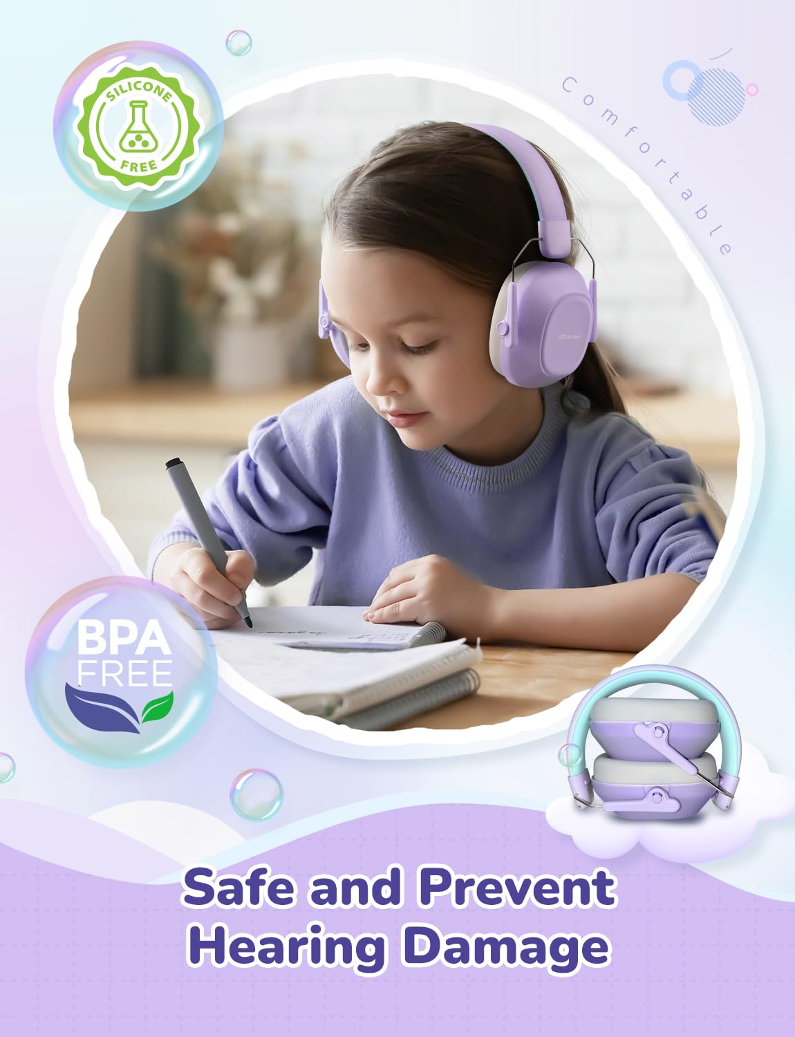 iClever EM01 Ear Defenders Children SNR 29dB for Autism&Concentration Aid