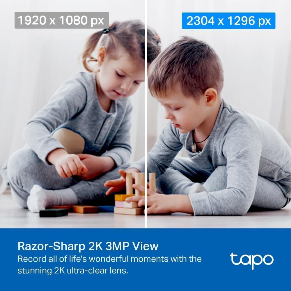 Tapo C210P2 2K 3MP Pan/Tilt Indoor Security Camera Set, Pet Camera