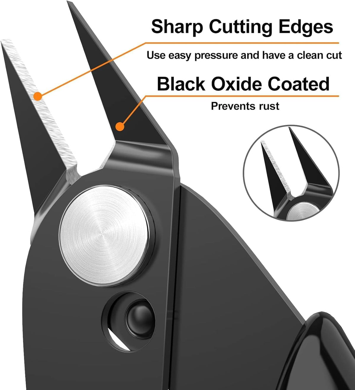 BOENFU Wire Cutter 2 Pack Precision Flush Cutters Side Cutter Small Cable Snips Diagonal Pliers for Cable Tie, 3D Print, Plastic Models, Jewelry, Electronics, Black, 5 Inches
