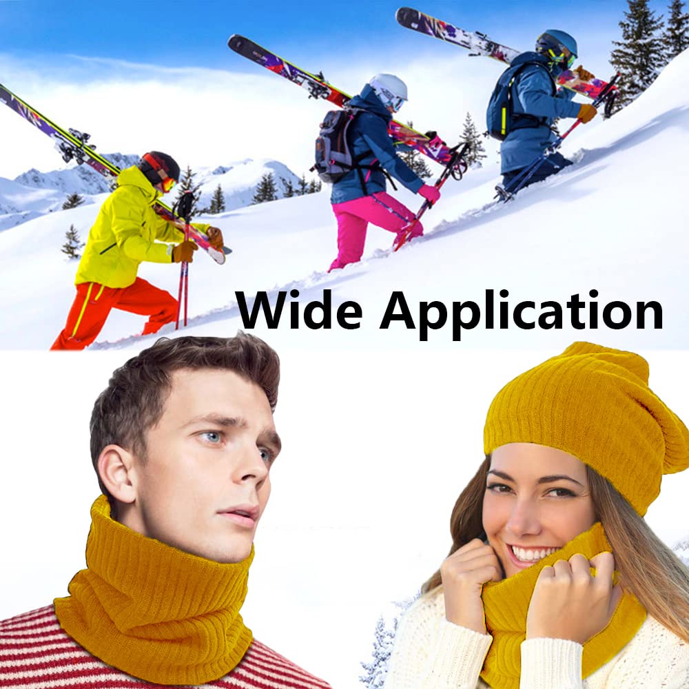 ehsbuy Fleece Neck Warmer Thermal Snoods Unisex Thick Winter Cold Weather Knitted Circle Scarf for Cycling Motocycle Sports