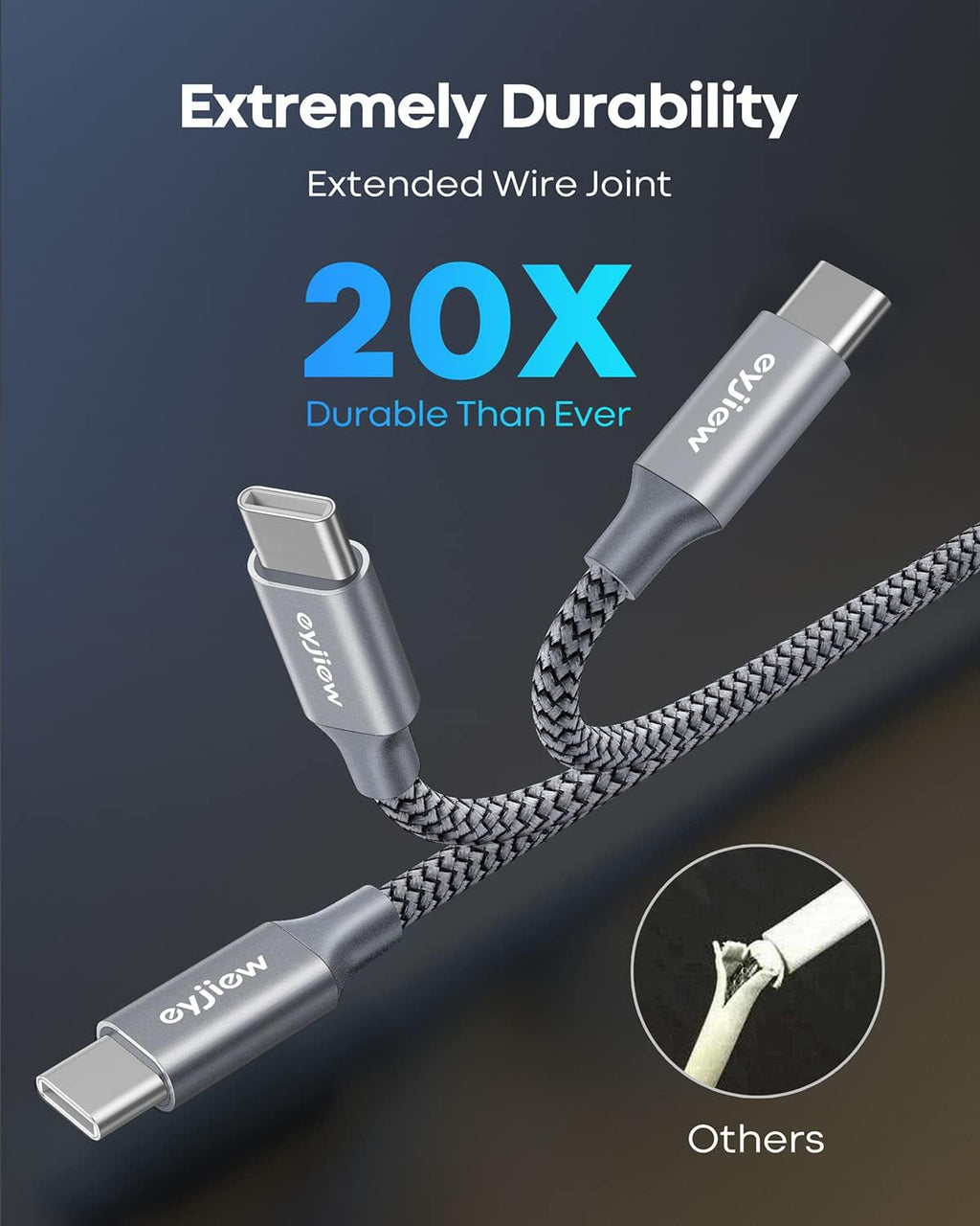 Short USB C Charger Cable 0.5m 2Pack, USB to USB C Car Charger Cable