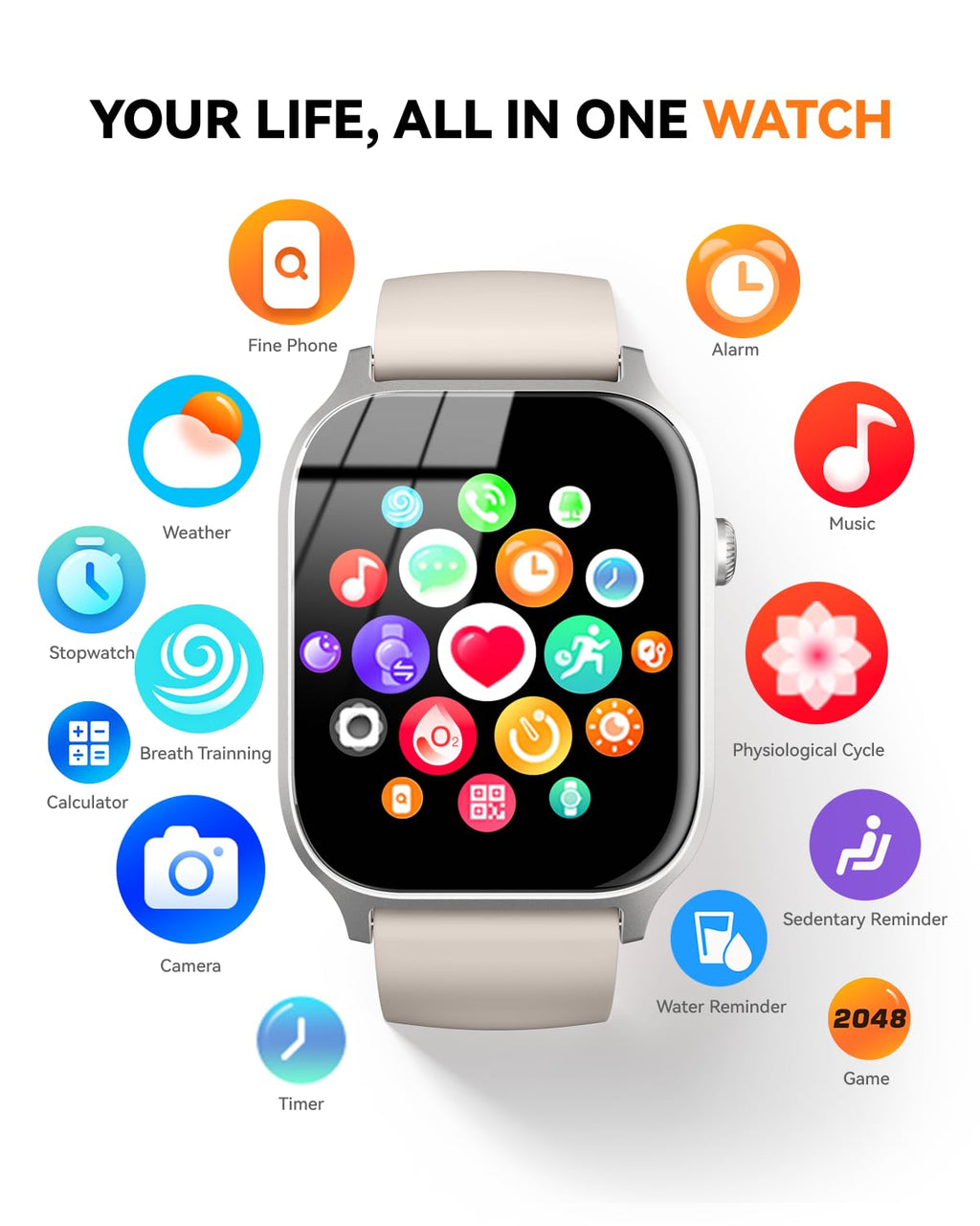 Smart Watch for Men Women- Answer/Make Call, 2024 IP68 Waterproof Fitness Tracker Watch with Sleep Step Counter Activity Smartwatch for Samsung Android iPhone iOS (Black-Blue, 1.83)