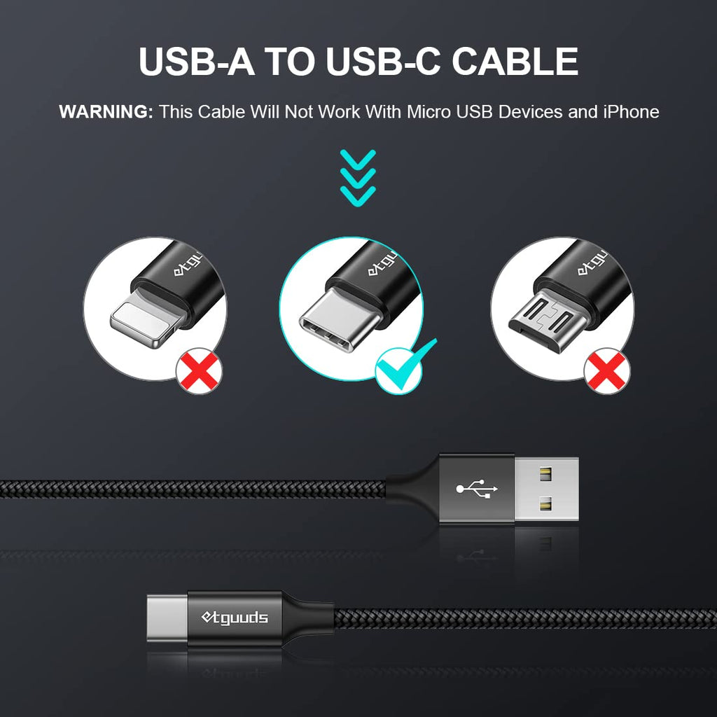 etguuds Extra Short USB C Cable 2Pack 0.15M, USB A to USB C Charger Cable