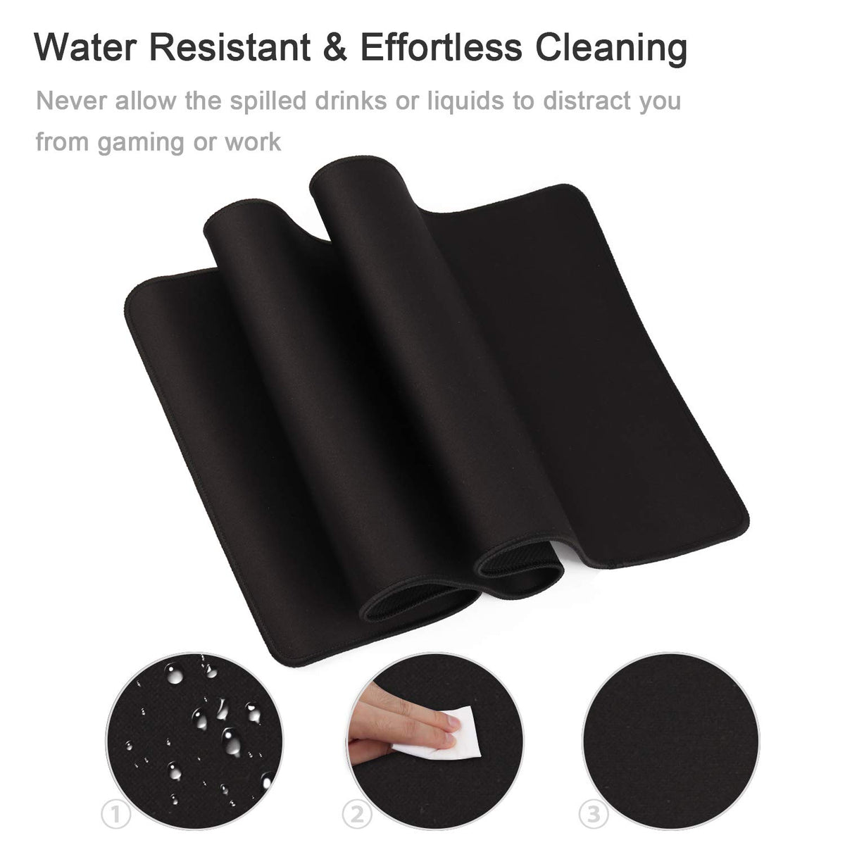 Gaming Mouse Mat Desk Office Mouse Pad Large Size 800x300x3mm Comfortable Mousepad with Smooth Cloth Surface, Improved Precision and Speed (80x30 Black)