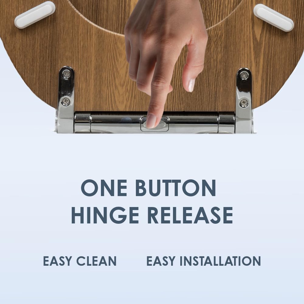 AQUALONA® Luxury Grey Oak Effect Toilet Seat - Soft Close MDF Moulded Wood Seat with Quick Release Button and Durable Hinges - Comfortable, Easy to Clean and Install with Universal Fittings