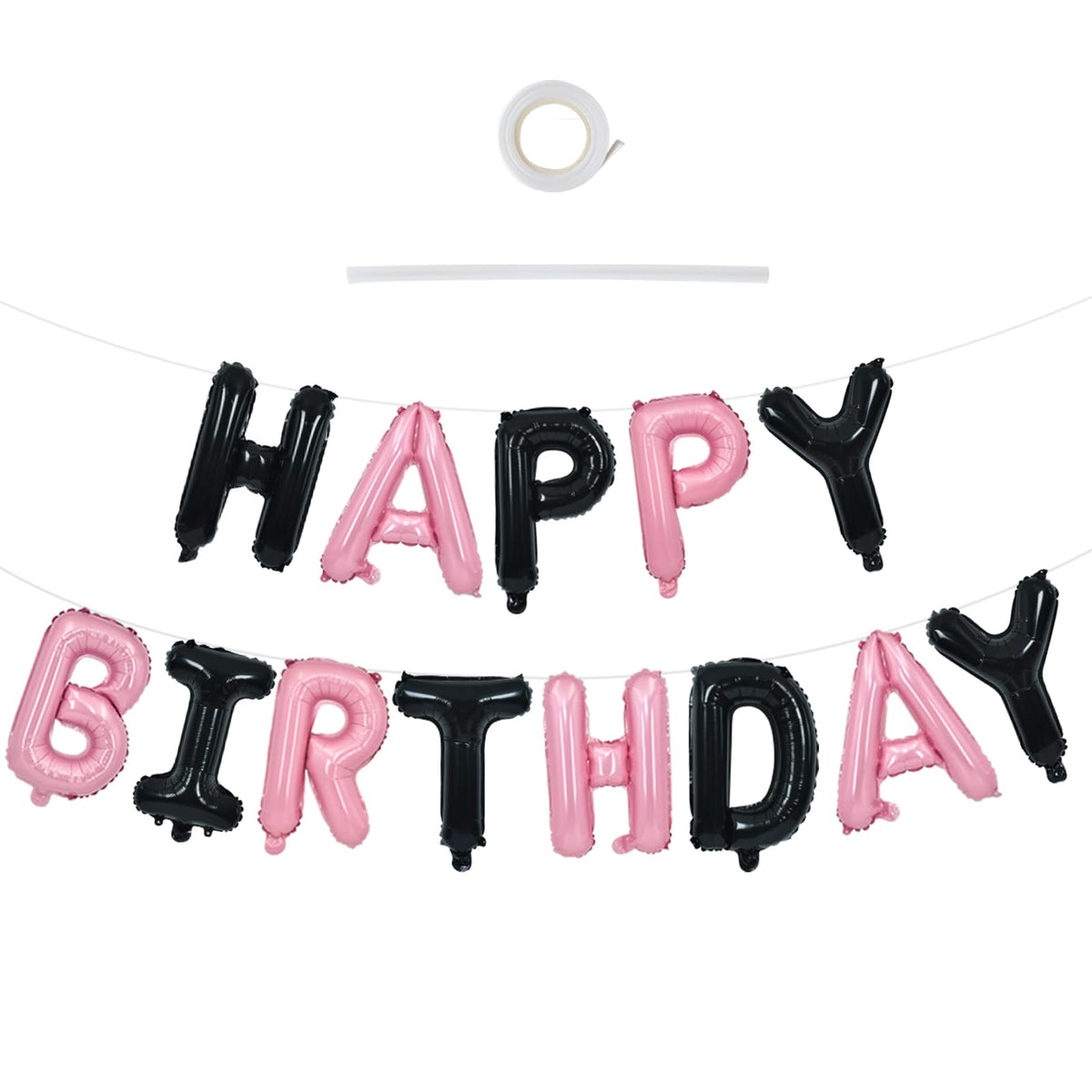 TONIFUL 16 Inch Black Happy Birthday Balloons Banner Decorations for Men