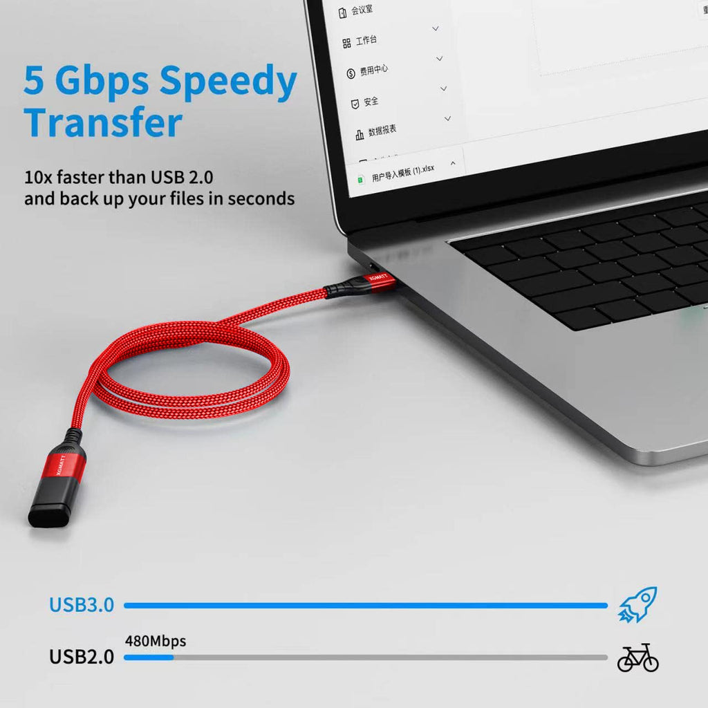 USB 3.0 Extension Cable 1M 2Pack USB Extender Male to Female,Black
