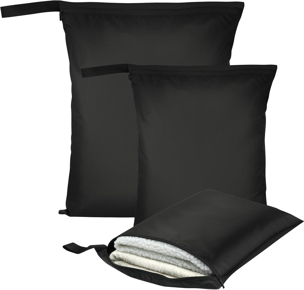 3PCS Wet Bags for Baby Items, Wet Swimsuits, Beach, Camping(Black)