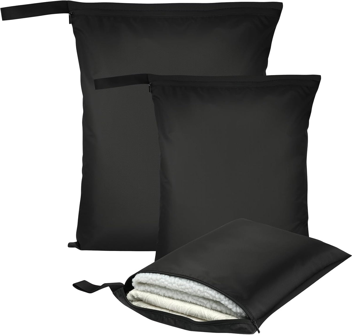 3PCS Wet Bags for Baby Items, Wet Swimsuits, Beach, Camping(Black)