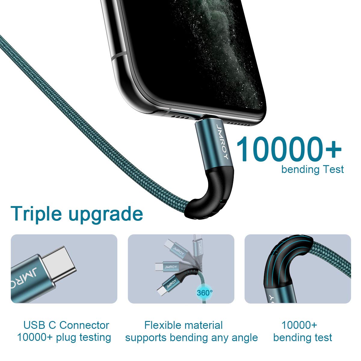 USB C CABLE 3M,Long Samsung Charger Cable Braided Compatible with Samsung Galaxy S20 Plus S21 S22 S23 S10 S9 S8, A20E A50 A51 A70 A71,PS5,Switch,Huawei P40,（Black）