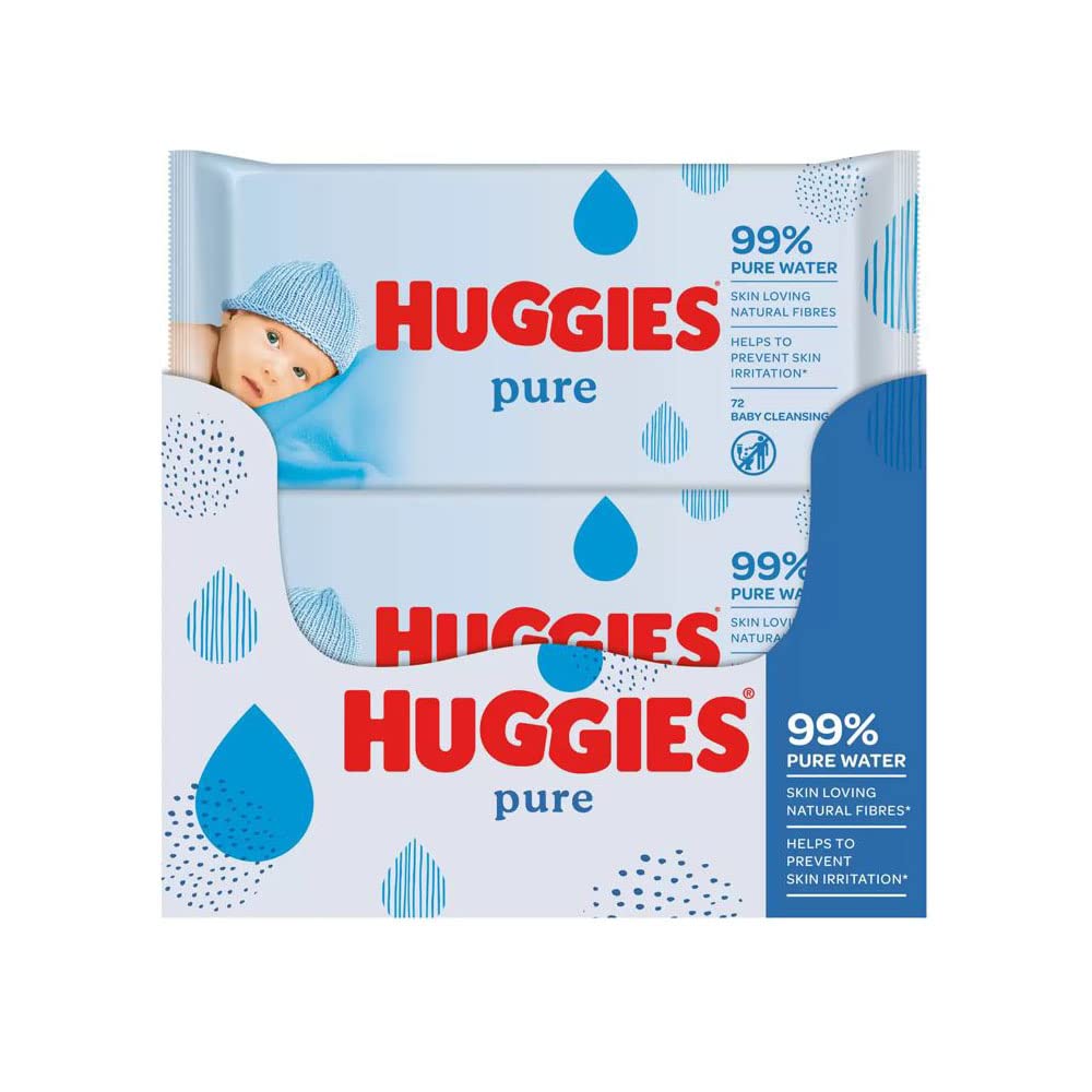 Huggies Pure Plastic Free Baby Wipes - Pack of 18 (864 Wipes) - 99% Water Wet Wipes, Fragrance Free, Hypoallergenic, Better Cleaning, Soft and Gentle on Babies' Delicate Skin