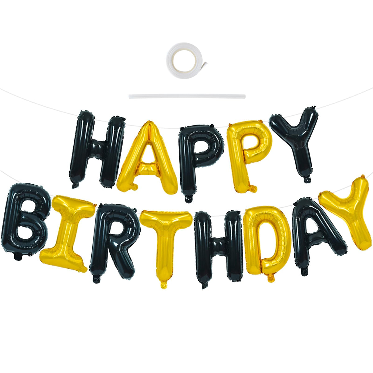 TONIFUL 16 Inch Black Happy Birthday Balloons Banner Decorations for Men