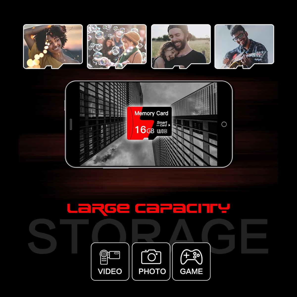 32GB Micro SD Card Memory Card With Adapter High Speed Class 10 For Smartphone,Camera,Security Cams,Tablet and Drone