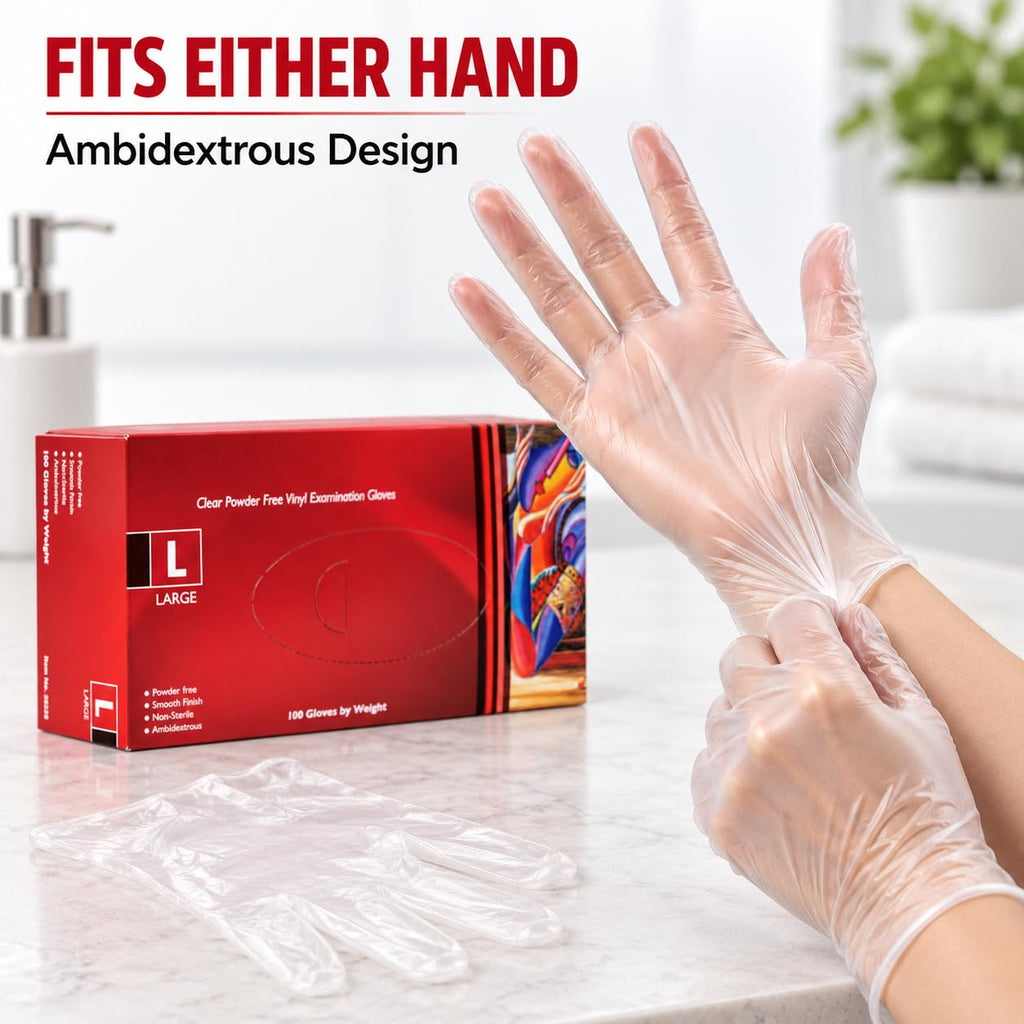 1ABOVE 100 Clear Vinyl Disposable Gloves Small, Powder-Free Latex-Free Ambidextrous Gloves for Food Handling Except Fatty Foods, Cleaning, Hairdressing, Beauty & Everyday Tasks