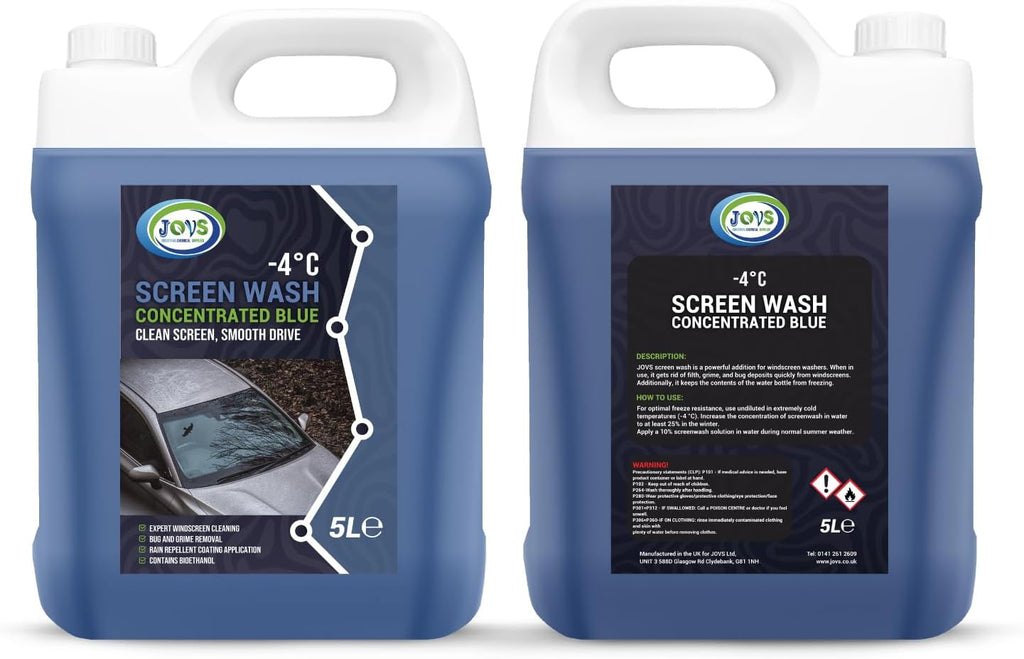 Screenwash 2x 5 Litre - Screen Wash for Cars, Windscreen - Concentrate & Effective to -4°C - Car Screen Washer Fluid & Windscreen Cleaner.