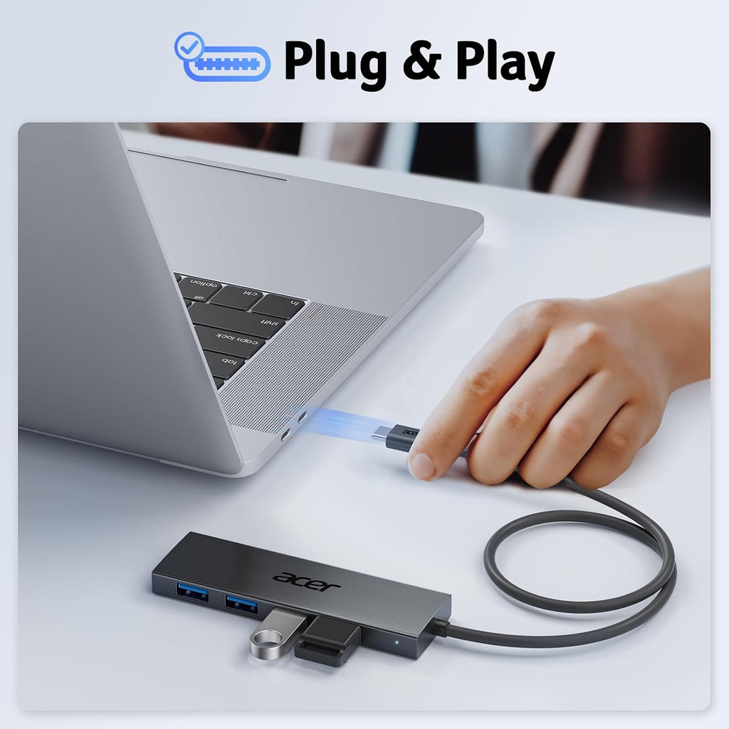 Acer USB Hub 3.0, Ultra Slim USB Adapter 4 Ports Splitter with Powered USBC