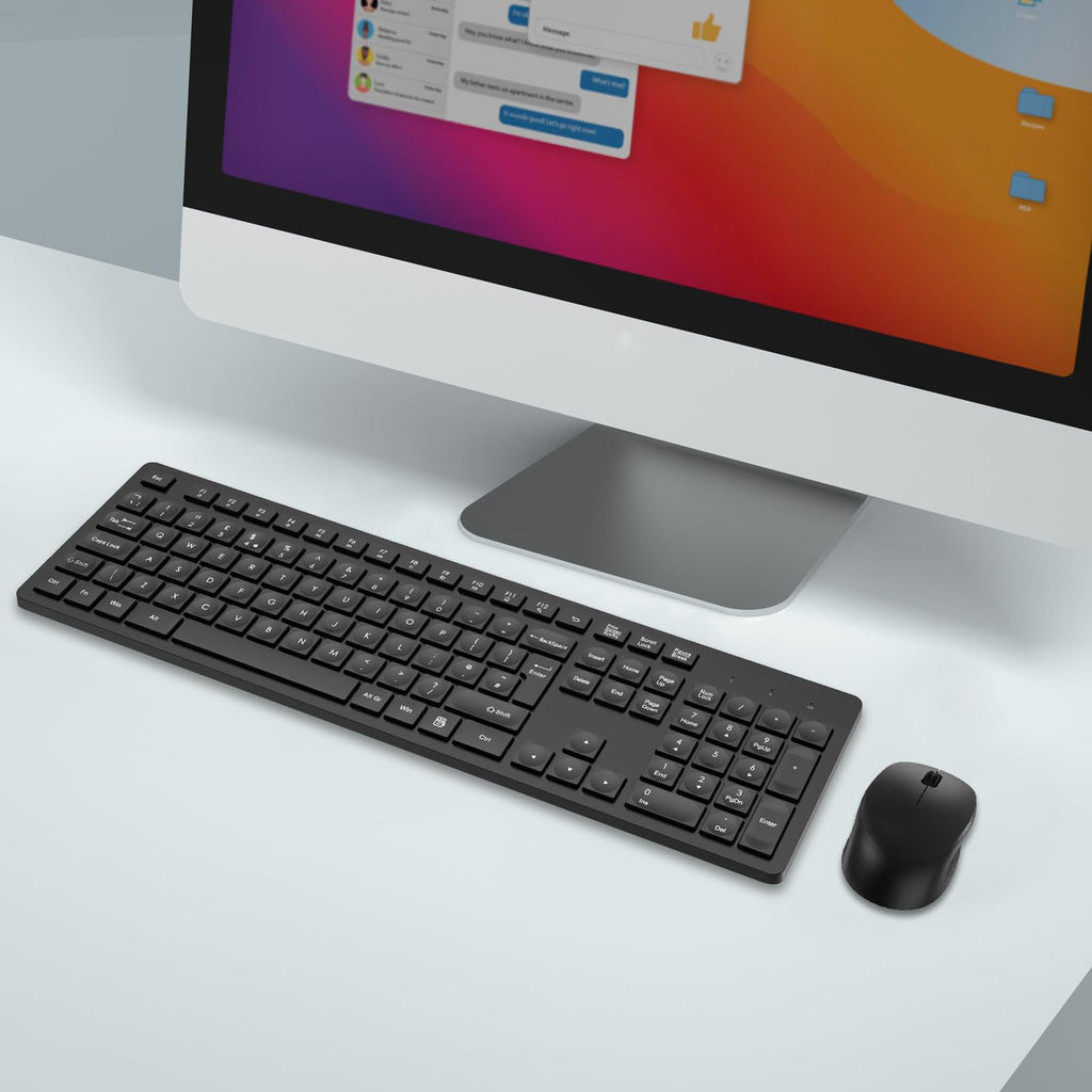 LeadsaiL Wireless Keyboard and Mouse Set, 2.4GHz USB Computer Keyboards and Mouse Combo, Ergonomic Design with 12 Multimedia Shortcuts for HP/Lenovo Laptop and Mac-Pink