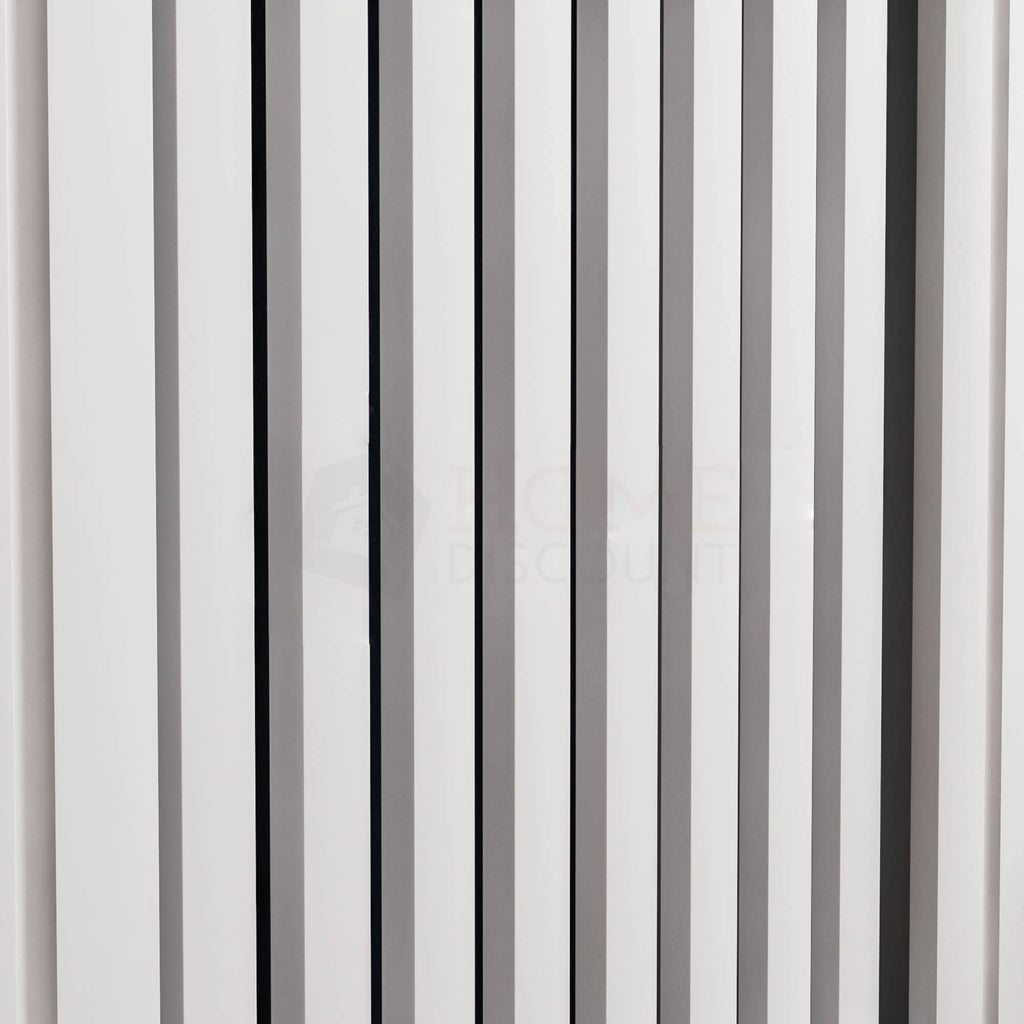 Vida Designs Chelsea Radiator Cover White - Medium - Modern Vertical Slat Design For Optimal Heat Circulation - H82xW111xD19cm - Painted MDF Cabinet Ideal For Living Room & Hallway