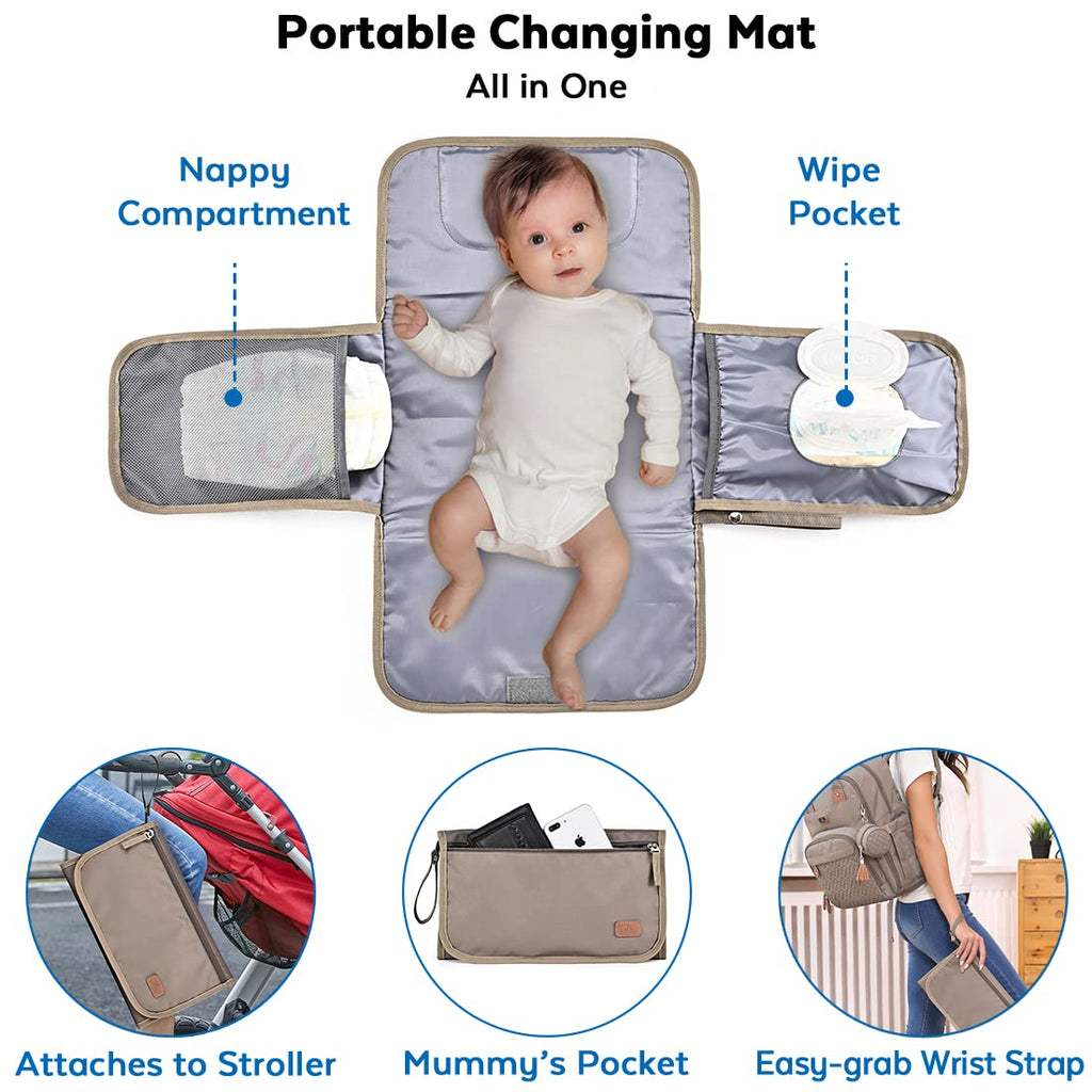 Dikaslon Baby Changing Bag Backpack, Large Nappy Back Pack Multifunction Baby Bags with Portable Changing Mat, Pacifier Holder, and Stroller Straps, for Mom and Dad