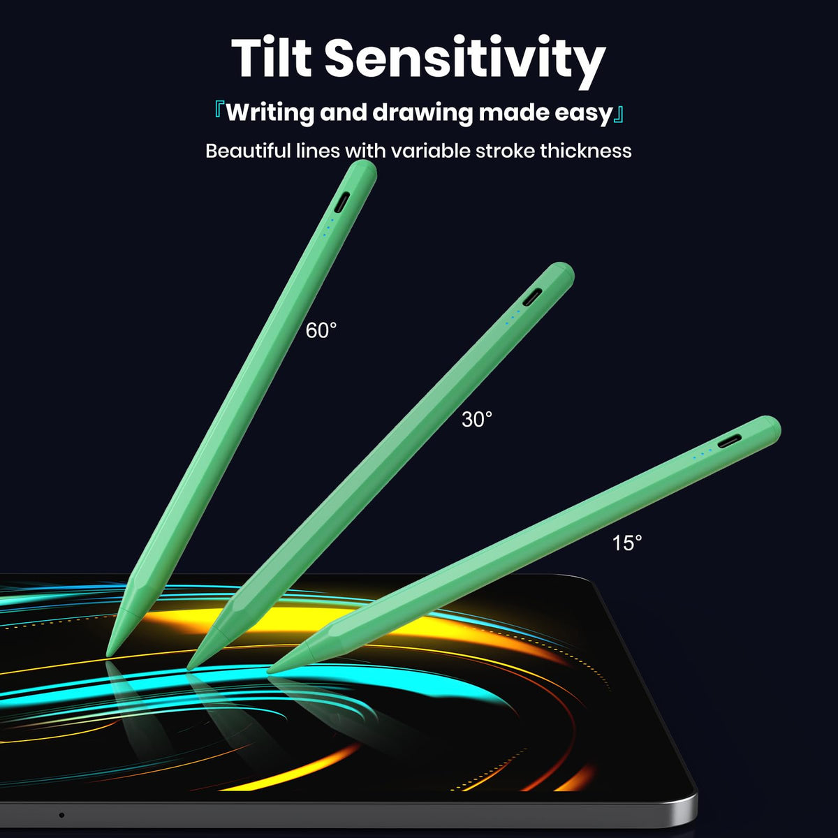 Kingone pencil for Apple iPad 2018-2026,2X Faster Charging & Palm Rejection & Tilt Sensitivity & Magnetic,Stylus Pen Compatible with iPad 6~11th,Pro 11"/12.9"/13",Air 3~5th,Air 11"/13",Mini 7/6/5th.