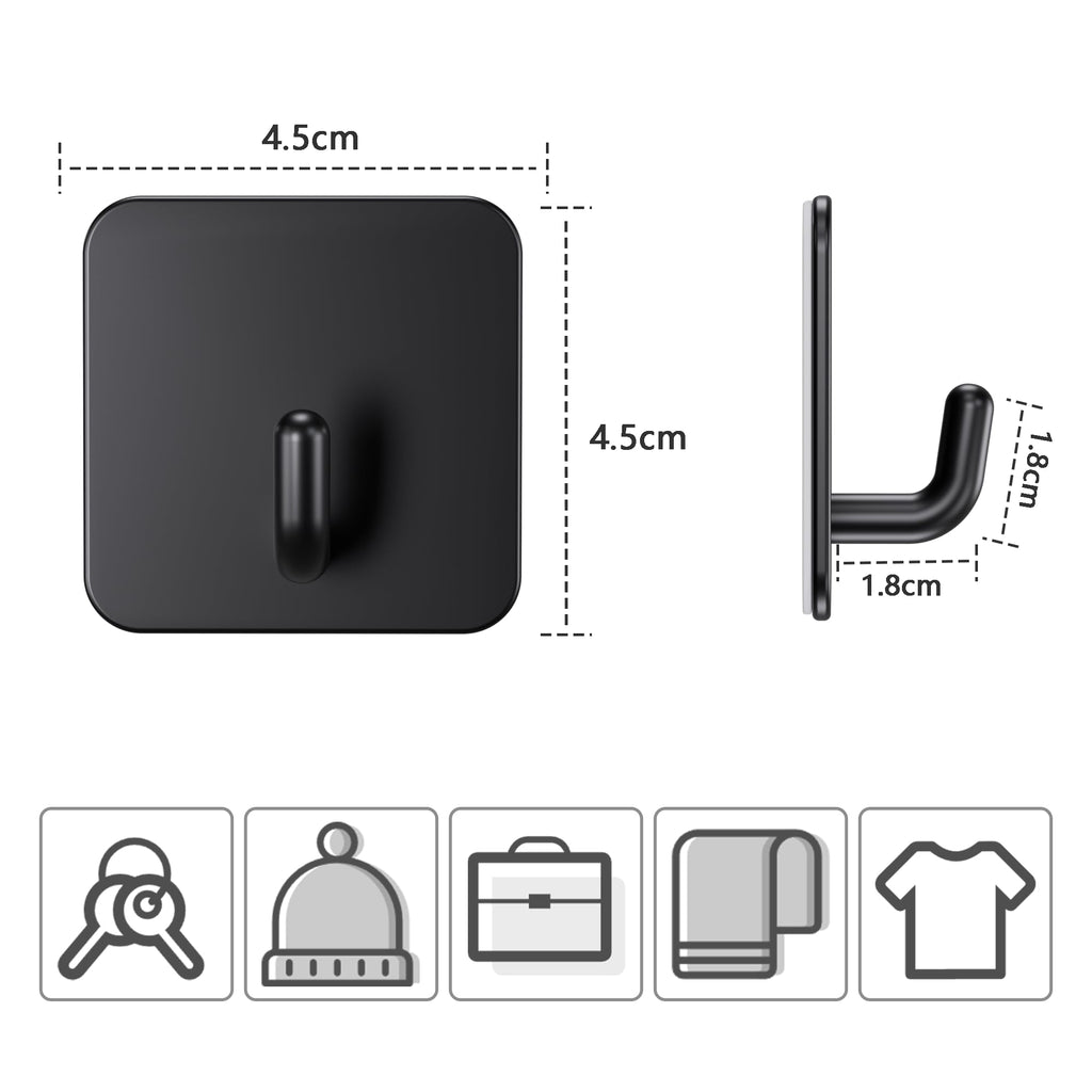 Aikzik 6 Pack Self Adhesive Hooks, Stainless Steel Sticky Hook Heavy Duty, Over 8kg Load - Hooks for Hanging for Towel, Coat, Key, Stick on Bathroom, Kitchen, Door and Wall