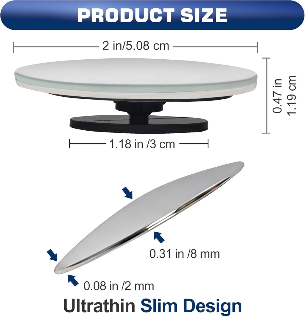 Spurtar Blind Spot Mirrors for Cars, Round Frameless 360° Rotate, 2 Pack