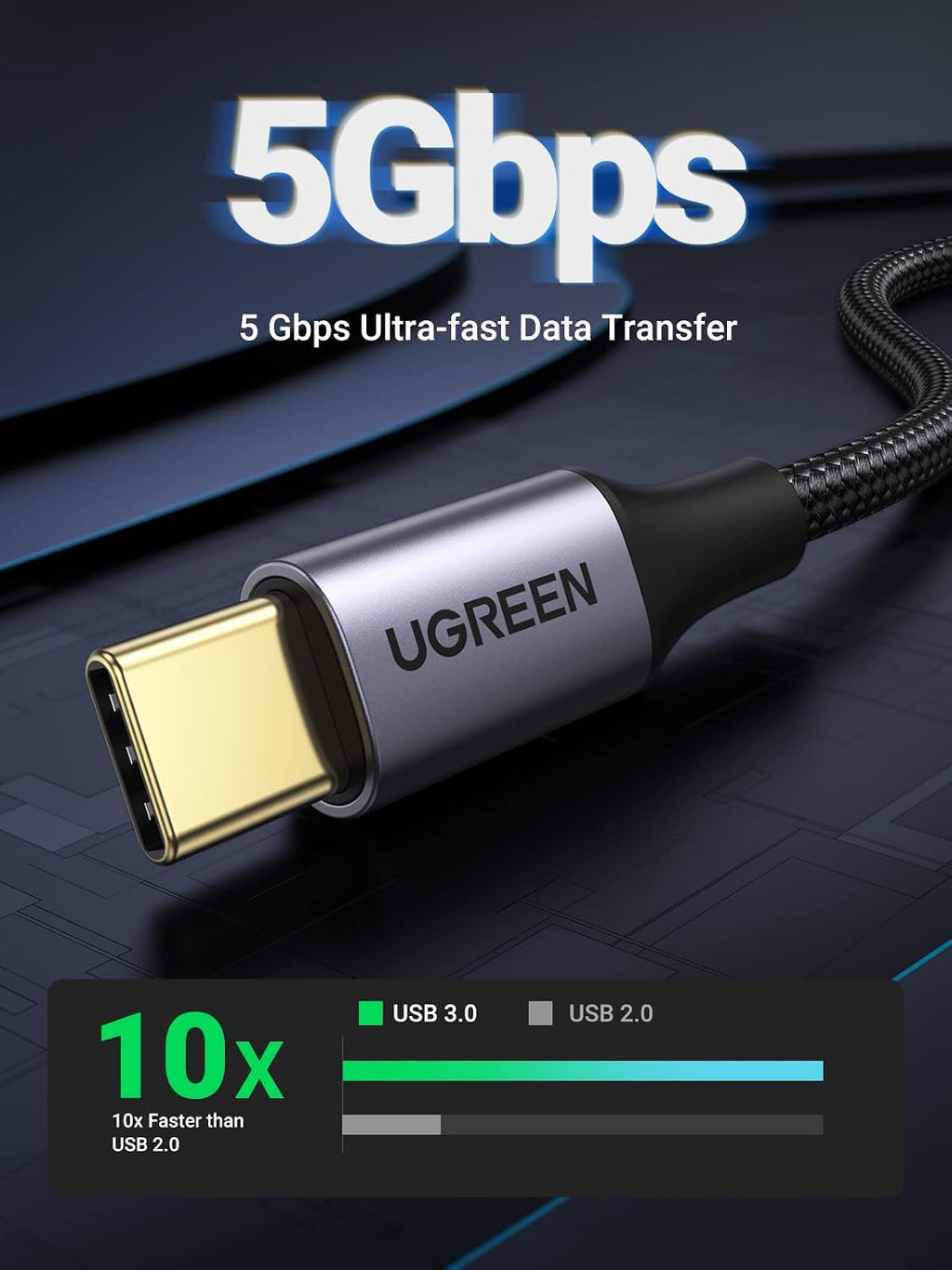 UGREEN USB-A to USB C Cable USB 3.0 5Gbps USB-C Charger Cable, 2M