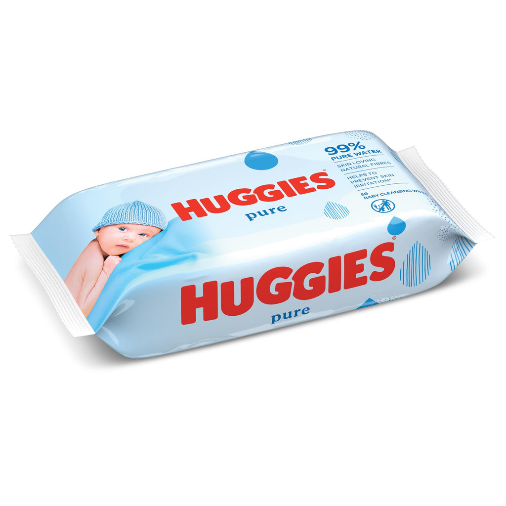 Huggies Pure Plastic Free Baby Wipes - Pack of 18 (864 Wipes) - 99% Water Wet Wipes, Fragrance Free, Hypoallergenic, Better Cleaning, Soft and Gentle on Babies' Delicate Skin