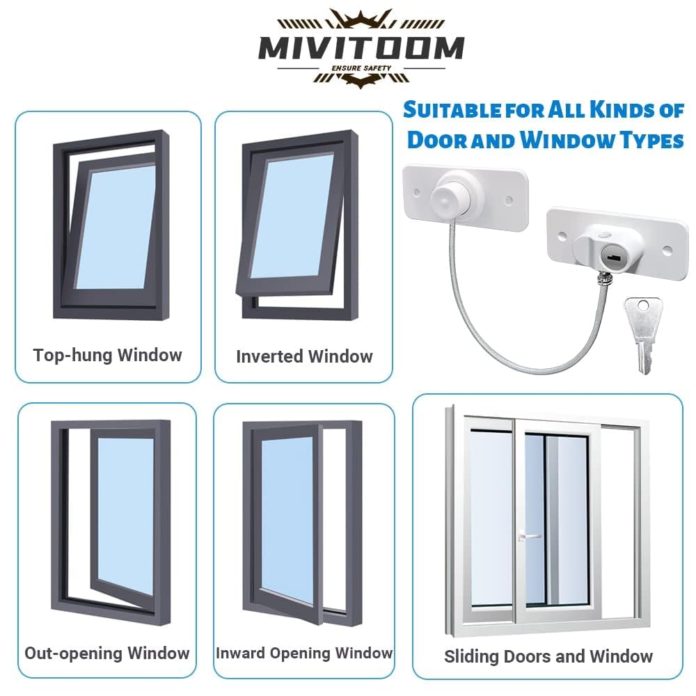 2pcs Window Locks Set for UPVC Windows,Window Restrictor Locks for Children Security with Screws Keys