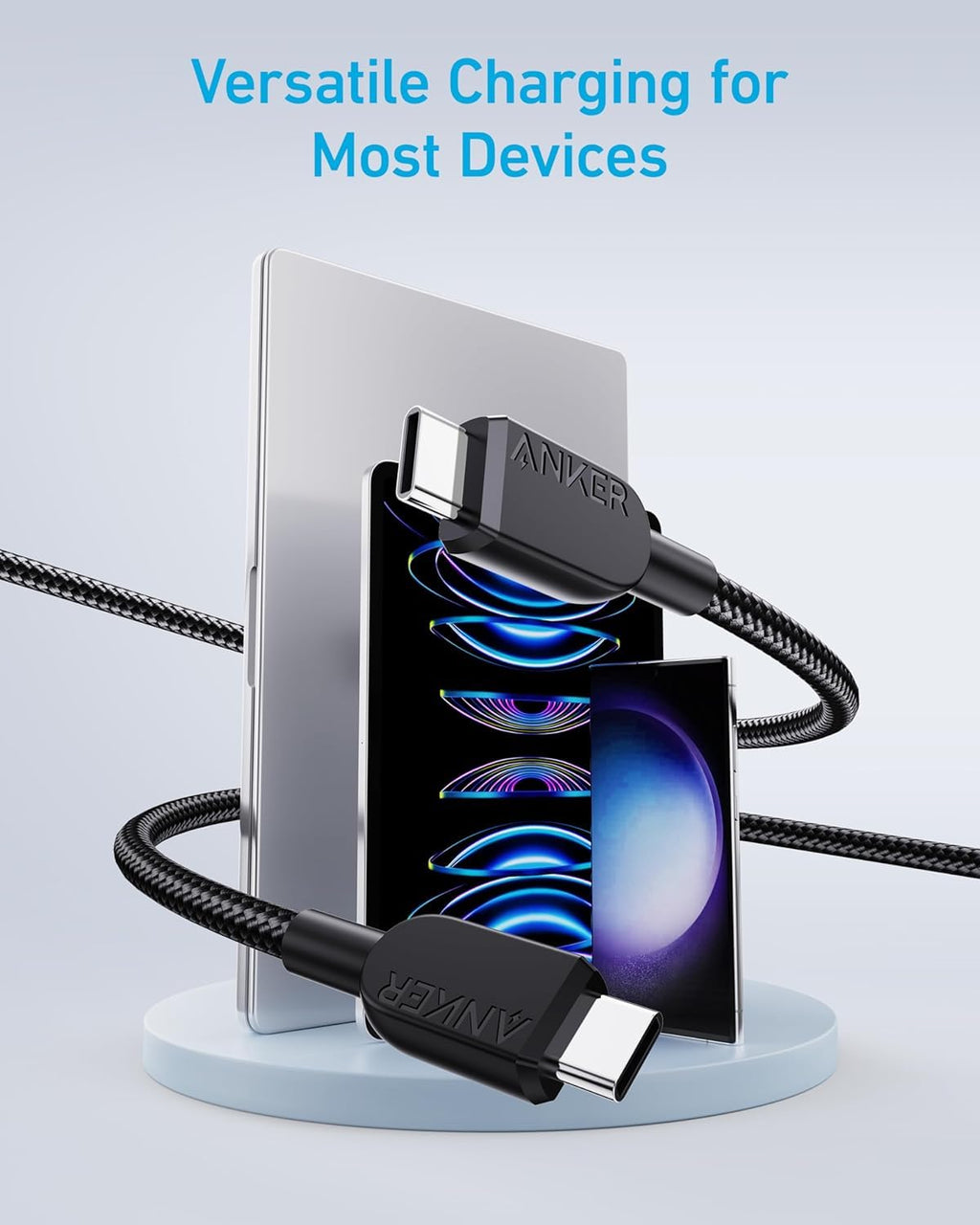 Anker 240W USB-C to USB-C Cable, 3 ft/0.9m Double Braided Nylon Type-C Charging Cable, for MacBook Pro, iPhone 17/16/15, iPad Pro, Samsung Galaxy,and More (Charger Not Included)