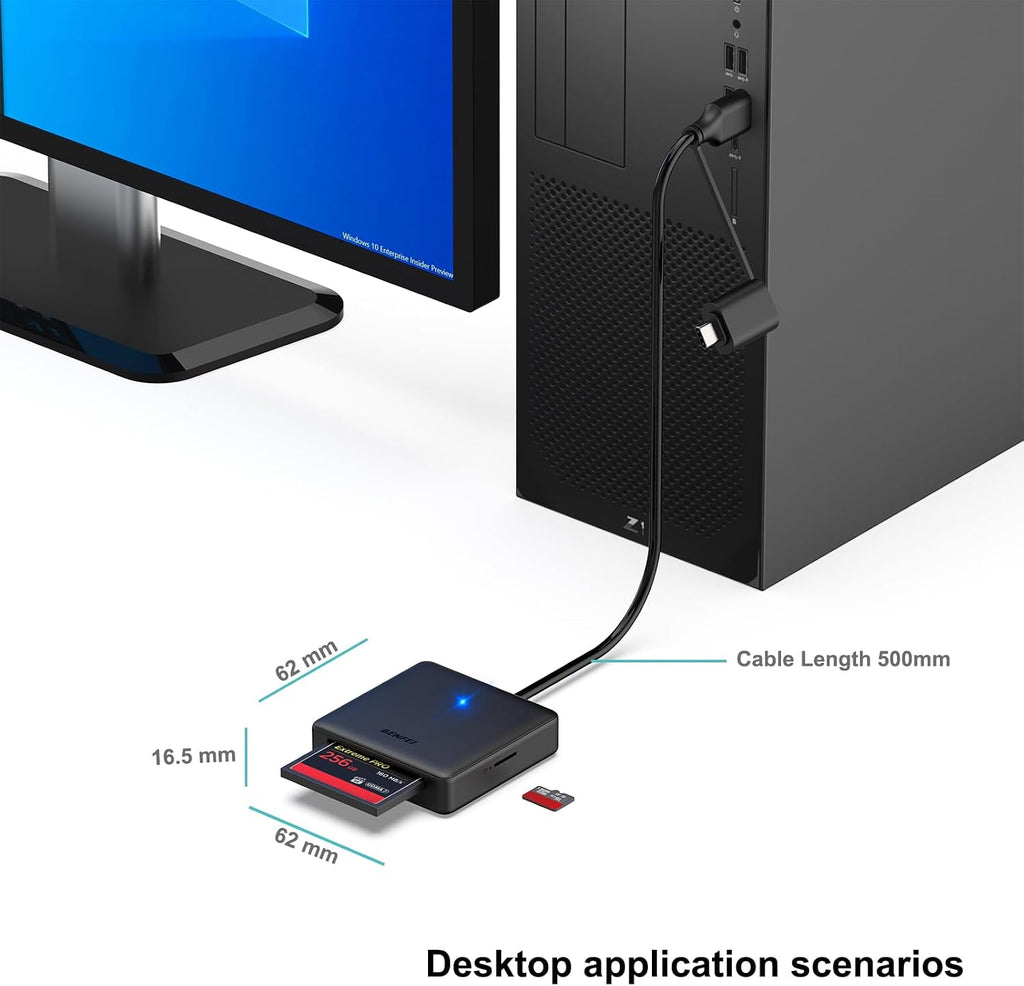 Memory Card Reader, BENFEI 4in1 USB 3.0 and USB-C to SD Micro SD MS CF Card Reader Adapter, 4 Cards Simultaneously Read and Write, Compatible with iPhone 15 series, MacBook Pro/Air 2023, and More