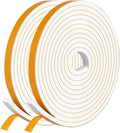 Draught Excluder Self Adhesive Foam Tape 6mm(W) x 3mm(T) Window Door Weather Stripping SoundProof Weather Strip Tape Seals for Gap Seal, 2 Rolls, Total 20M Long White