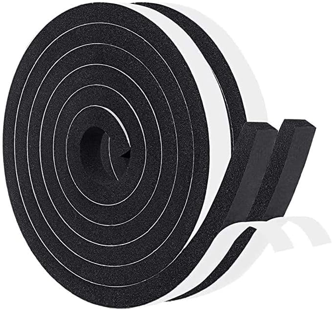 Draught Excluder Self Adhesive Foam Tape 6mm(W) x 3mm(T) Window Door Weather Stripping SoundProof Weather Strip Tape Seals for Gap Seal, 2 Rolls, Total 20M Long White