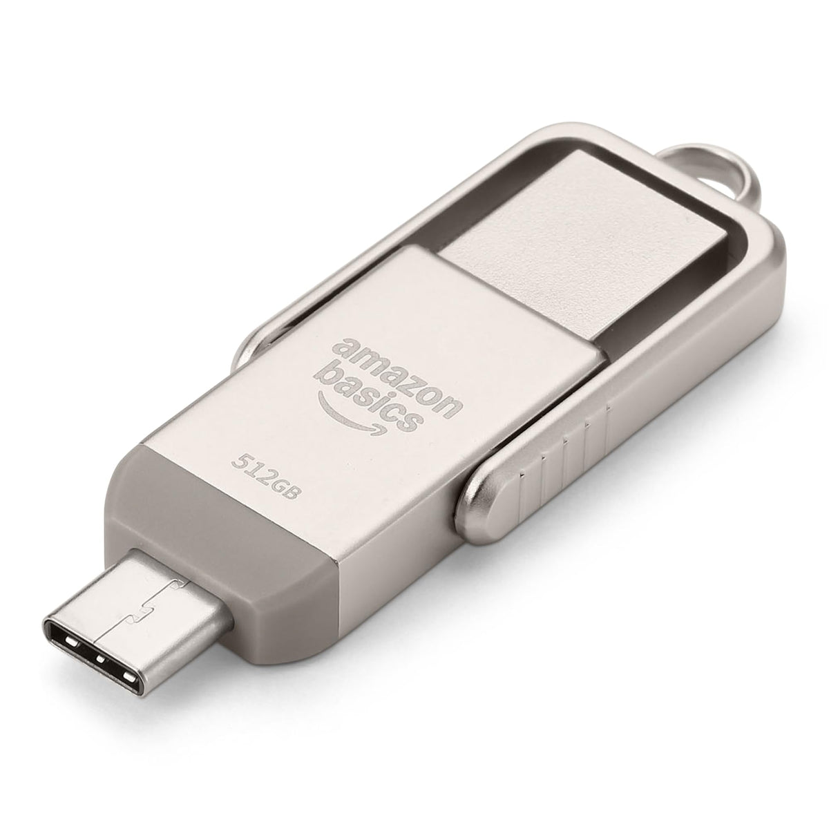 Amazon Basics USB Flash Drive, Thumb Drive Memory Stick with USB C and USB A Dual Ports, 128GB, Champagne Silver (Pack of 2)
