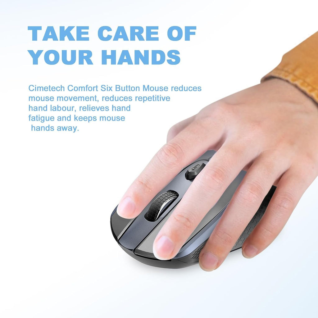 cimetech Wireless Mouse, 6 Buttons Mouse Silent Efficient Design, Suitable for Hand Size & Comfortable Grip, Office Mouse for Laptop PC Computer Tablets Windows Linux, 3 Adjustment Levels, Pinlk