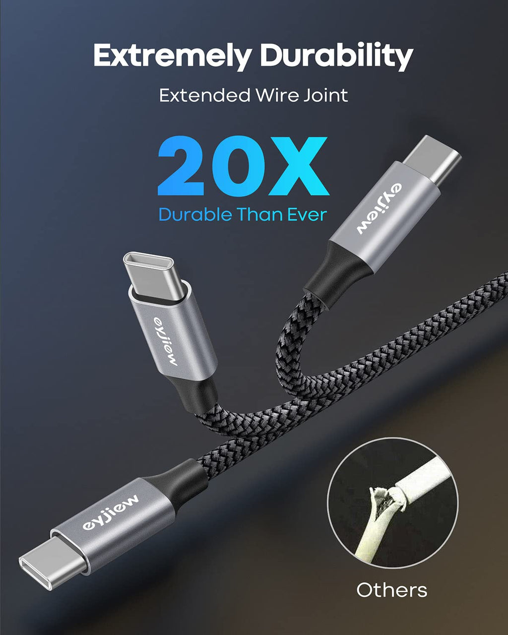 Short USB C Charger Cable 0.5m 2Pack, USB to USB C Car Charger Cable