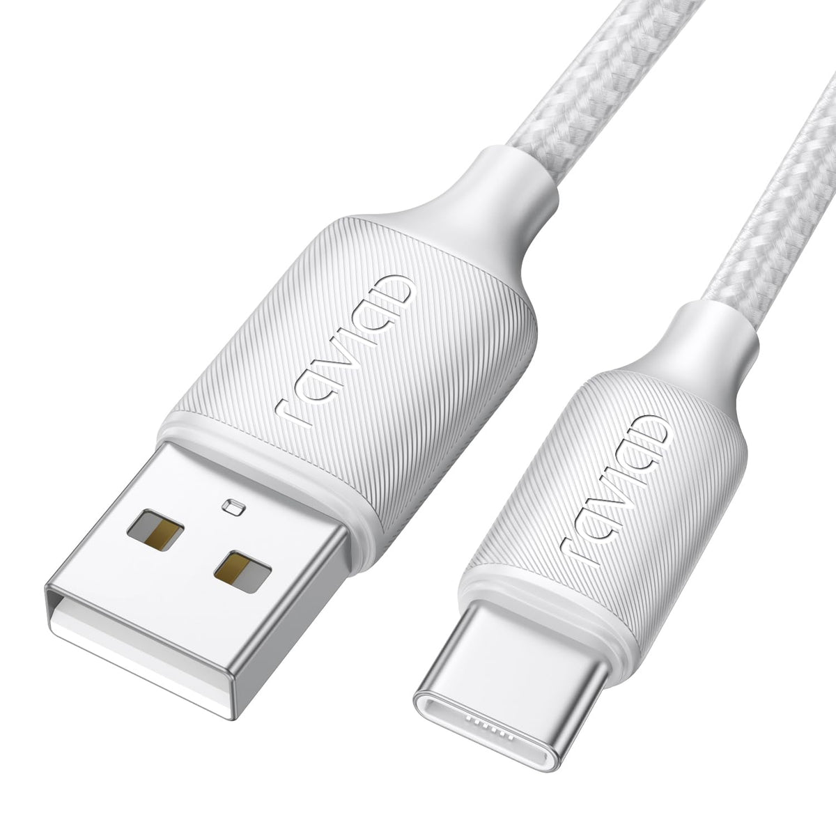 RAVIAD Short USB C Cable 15CM, Type C Charger Cable 3A Fast Charging Nylon Braided USB C Cable for iPhone 17/16/15, Samsung Galaxy S25/S24/S23/S22/S21, Note 10, Huawei P40/P30, Google Pixel -White