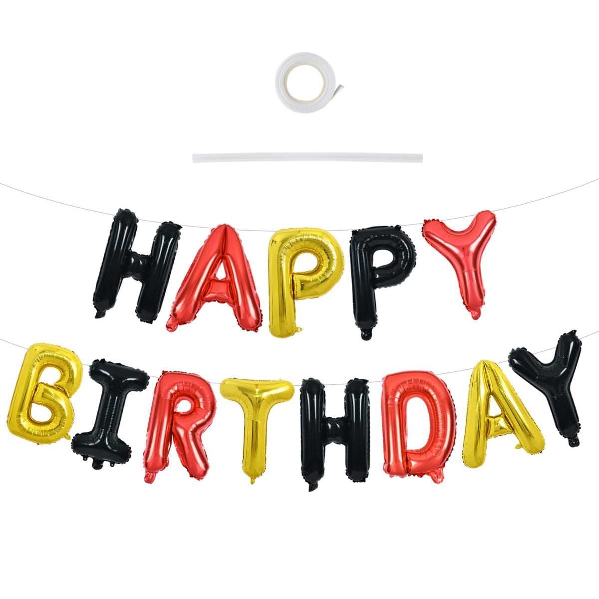 TONIFUL 16 Inch Black Happy Birthday Balloons Banner Decorations for Men