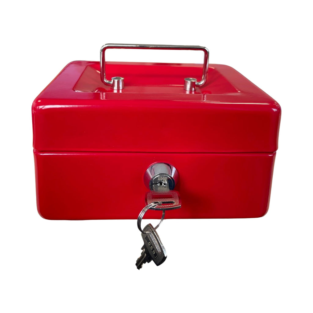 Requisite Needs Metal Money Box Tin 6" Steel Cash Safe Box Petty Cash Deposit Tin with Lock 2 Keys for Security (BLACK)