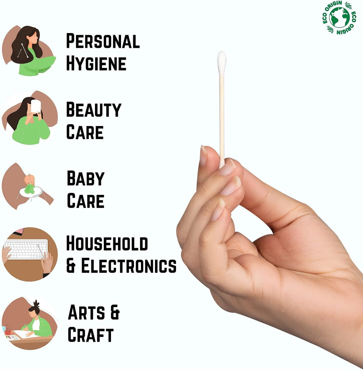 400 Bamboo Cotton Buds |100% Eco-Friendly Biodegradable | Cotton Wool Buds | Compostable Bamboo Earbuds | Recycled Plastic Free Packaging | Cotton Buds Bamboo | Cotton Ear Buds | 400 x Ear Buds Cotton