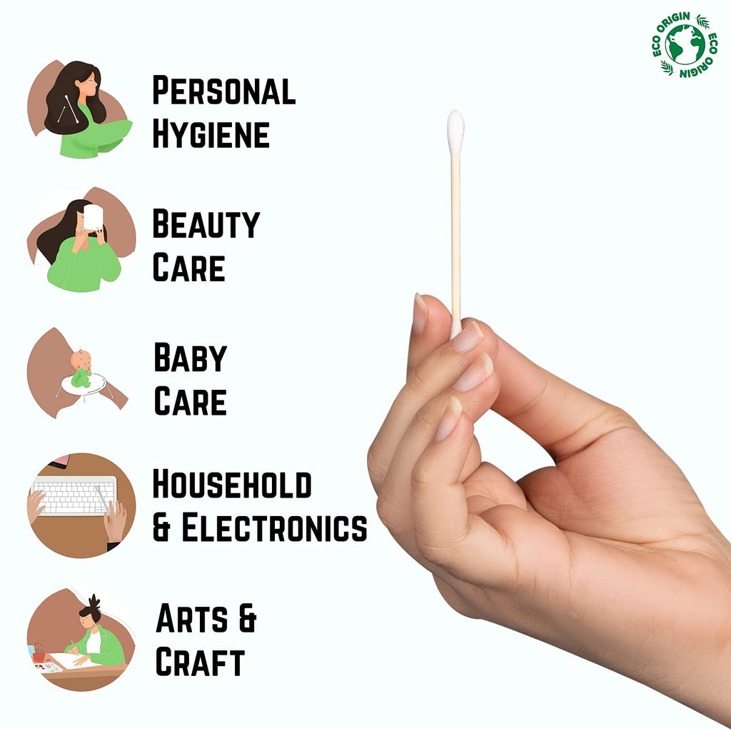 400 Bamboo Cotton Buds |100% Eco-Friendly Biodegradable | Cotton Wool Buds | Compostable Bamboo Earbuds | Recycled Plastic Free Packaging | Cotton Buds Bamboo | Cotton Ear Buds | 400 x Ear Buds Cotton