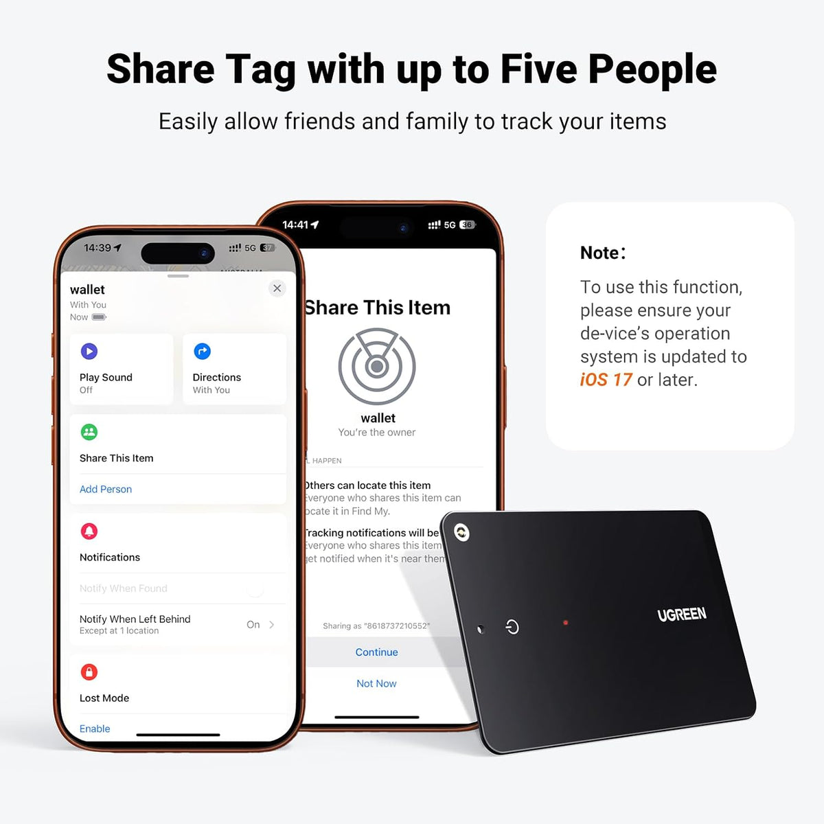 UGREEN FineTrack Slim Wallet Tracker for Apple Find My (iOS only), 1.7mm